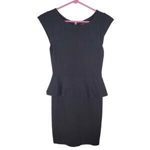 Alice and Olivia black sleeveless peplum midi dress Sz 2 Retro Classic Corpcore